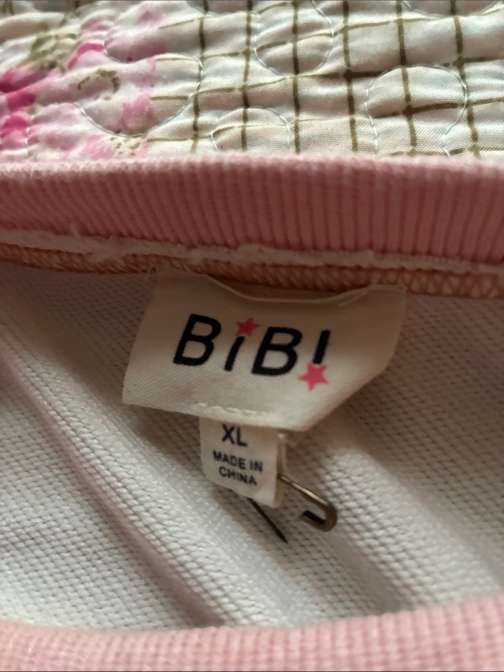 BiBi Light Pink Quilted Pajama Top with Floral Stitching